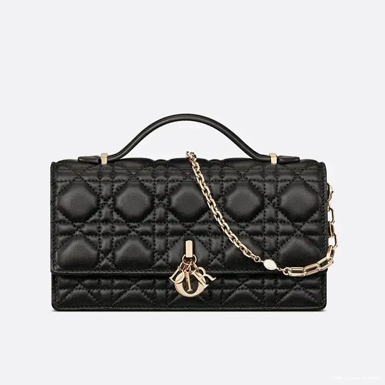 Miss Mini Lambskin Black Dior Bag Cannage Handle Top 0507 Luxury